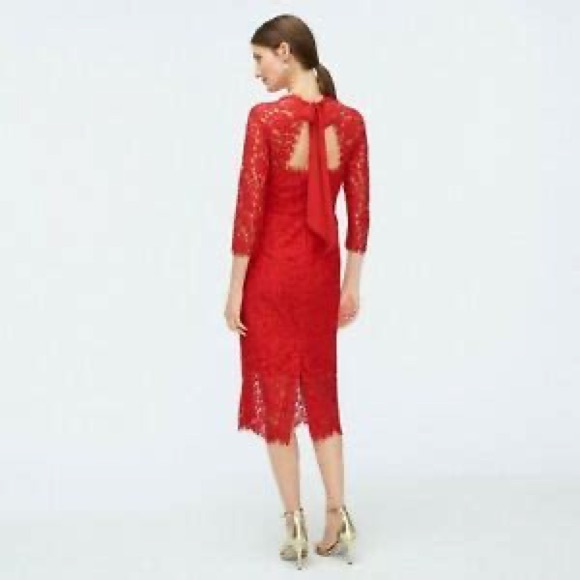 J Crew Red Lace Sheath Dress - Picture 2 of 11
